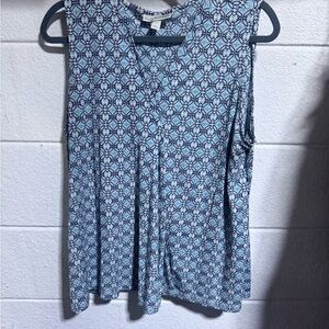 Dana Buchman Blue Geometric Sleeveless Blouse